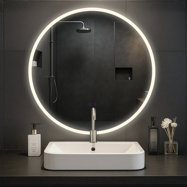 CLP Badspiegel Laconia runder Wandspiegel mit LED Beleuchtung, Bluetooth-Lautsprecher und Anti-Beschlag-Funktion, dimmbar mit 3 Licht-Modi - Bild 1