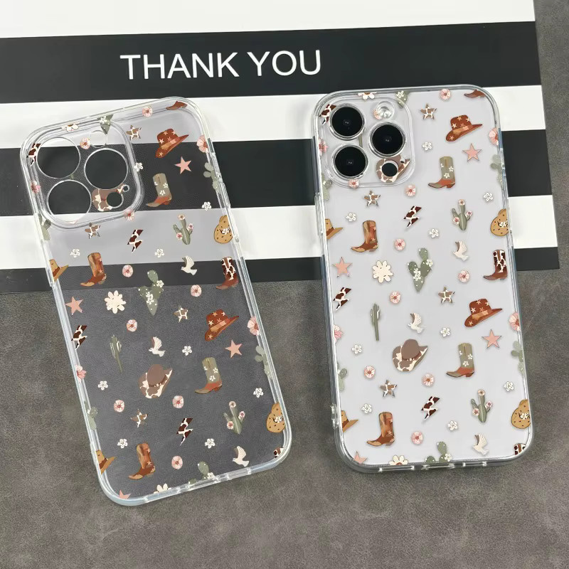 Transparente TPU-Handyhülle mit Cowboyhut und Stiefel Feenmuster für iPhone 11 bis iPhone 17 Pro Max Modelle - Bild 2