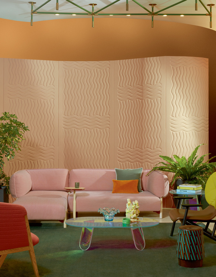 Élitis Teppich Wave RM 1055 05 in Beige mit geometrischem Abstract-Design aus Flannel-Stoff - Bild 1