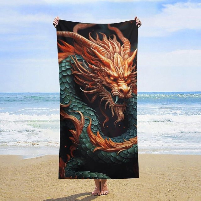 JMG Household Supplies Strandtuch mit Drachen-Motiv, Multicolour, B/H: 70 x 180 cm - Bild 1