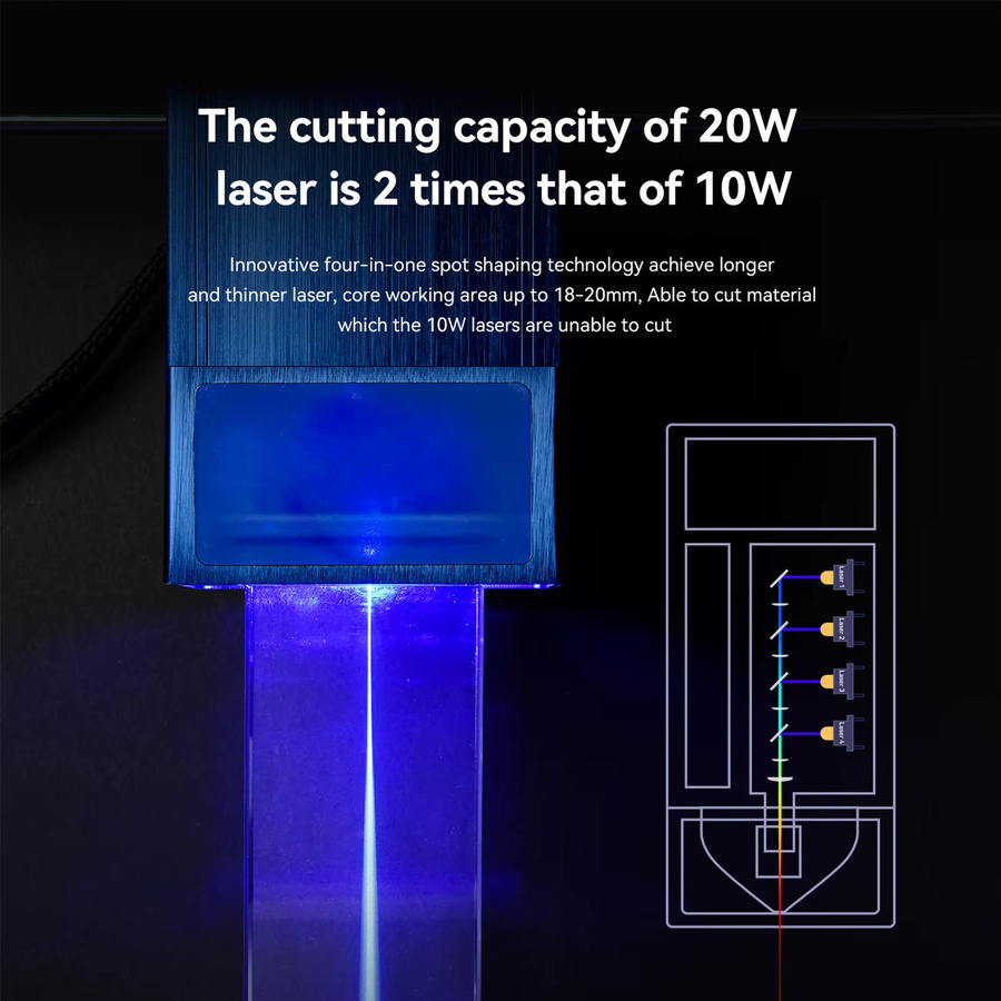 Atomstack A20 Pro Lasergravierer 130 W Gravurschneidemaschine mit F30 Pro Air Assist Kit - Bild 2