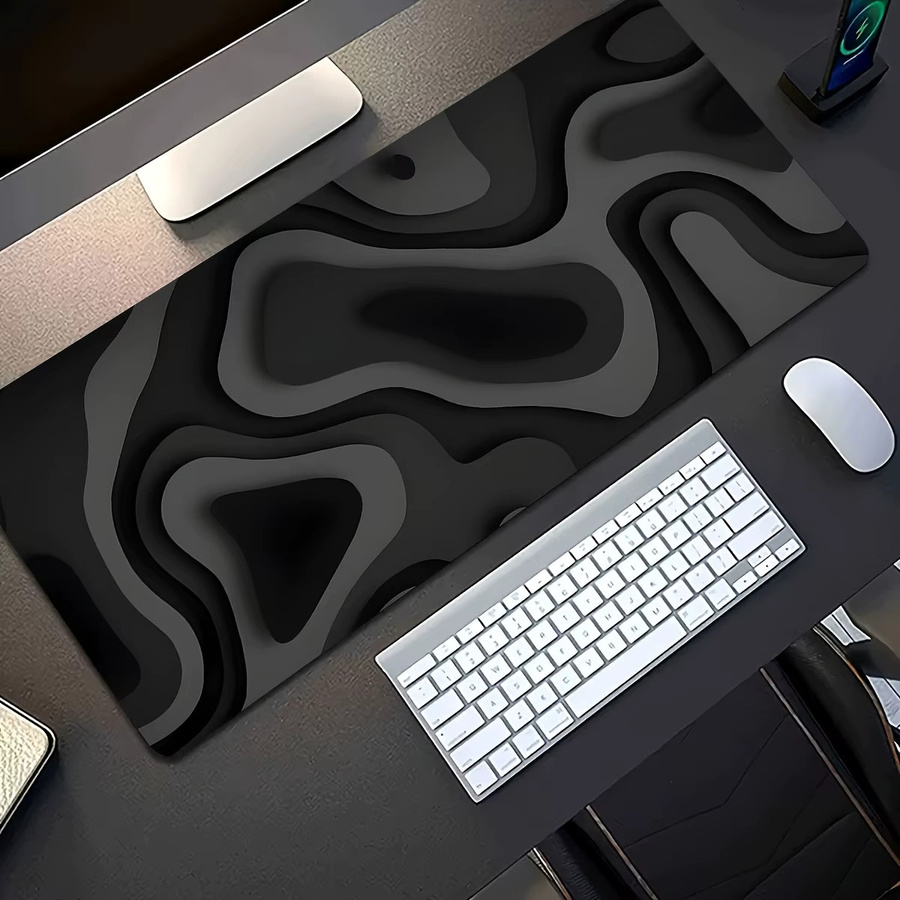 Mairuige Mauspad mit Schwarz-Grauem Wirbel-Design als Schreibtischunterlage für Gaming und Büro - Bild 2