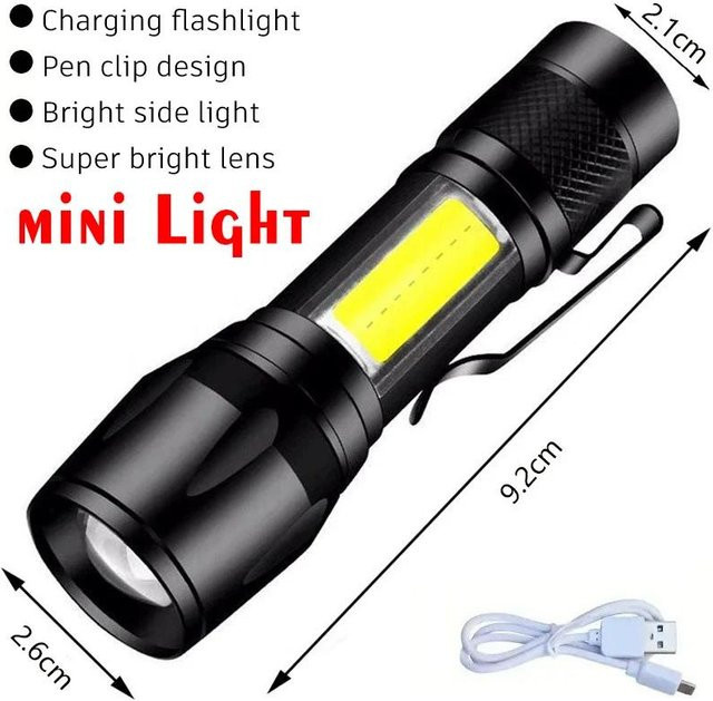 Lanzhong Outdoor LED Taschenlampe in Schwarz mit Digitalanzeige, Zoombar und Typ-C-Ladefunktion für Camping und Notfälle - Bild 1