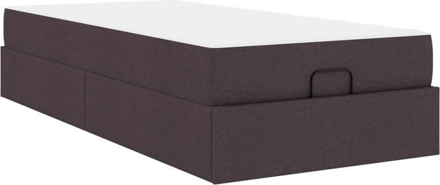 vidaXL Bettgestell mit Matratze 2-teilig in Hellbraun aus Stoff mit Schubladen B/T/H: 90 x 190 x 43,5 cm - Bild 1