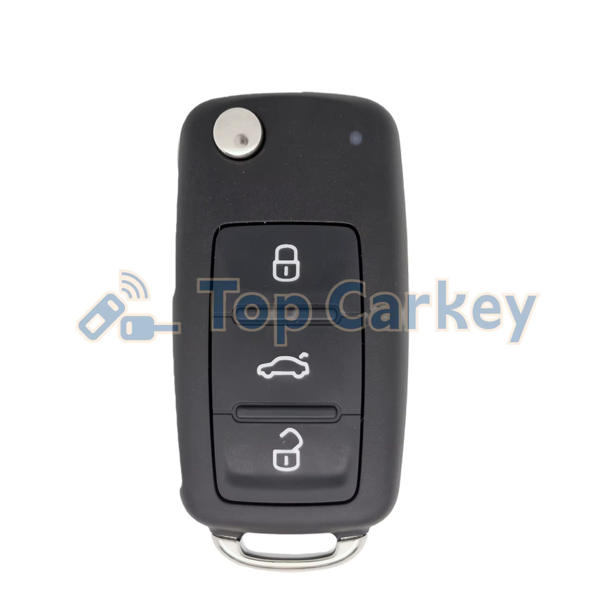 TopCarkey Original Flip Remote Key ID48 Chip 433 MHz in Schwarz für VW Golf Polo Caddy Eos Jetta Beetle Tiguan P/N: 5K0837202AD 5K0837202AJ - Bild 1