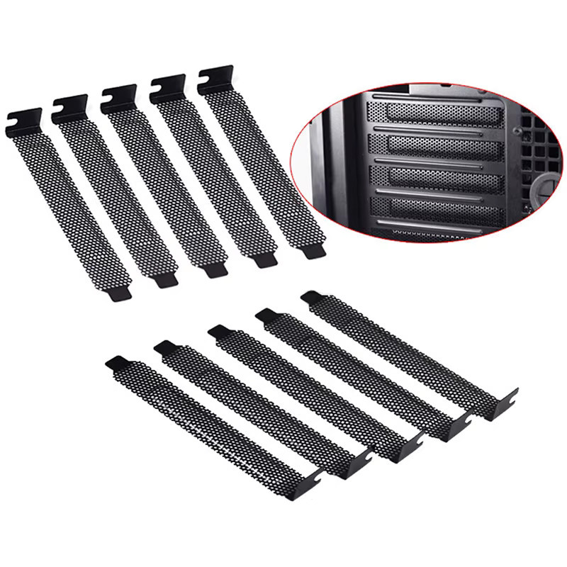 10 Stück PCI-Steckplatzabdeckungen aus Hartstahl in Schwarz als Staubfilter und Blindplatten, L x B x H: 12 x 2 x 1,2 cm - Bild 3