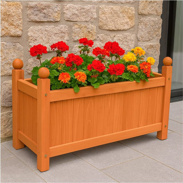 HTI-Living Blumenkasten Heidi in Braun mit Holzoptik, Breite: 60 cm - Bild 1