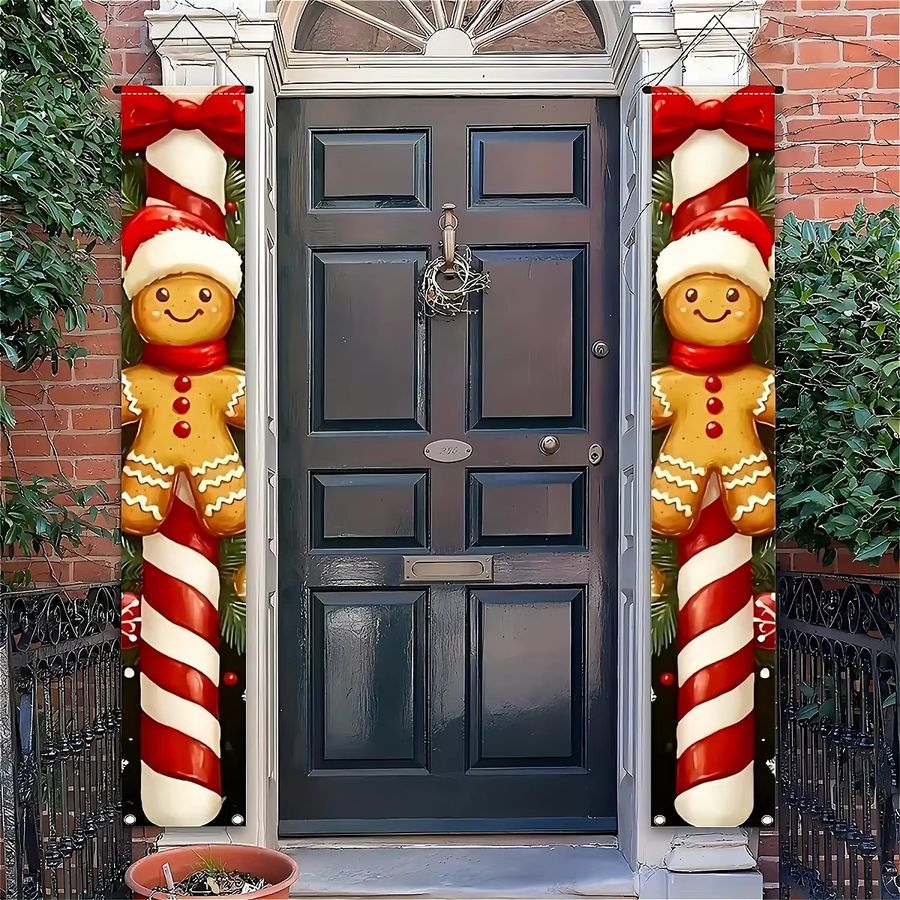 VIKAMA Weihnachts-Türbanner mit Lebkuchenmann als hängende Dekoration für die Familie in Multicolor - Bild 6