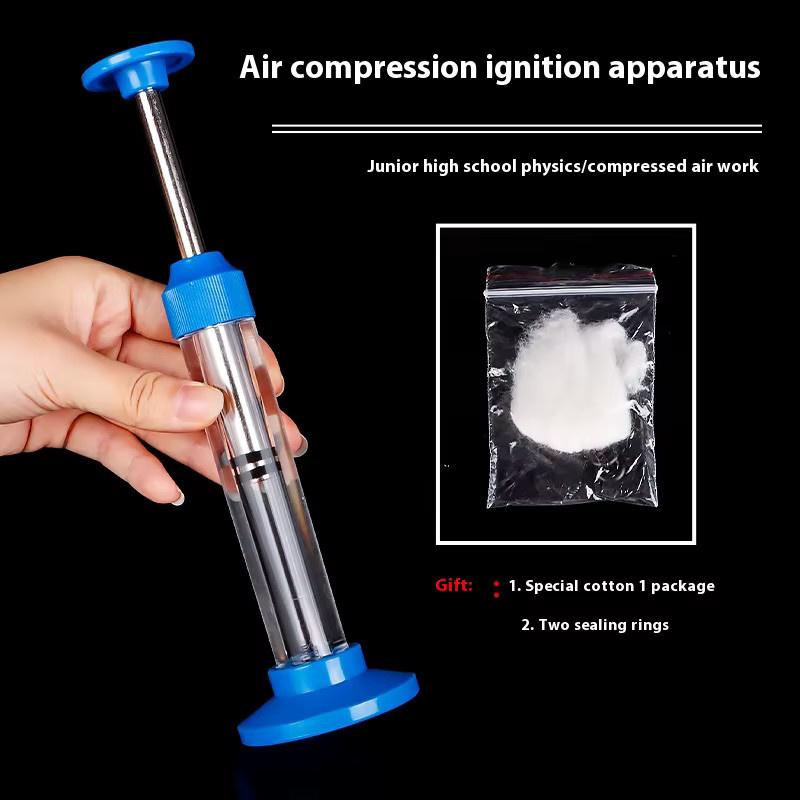 soulbao Mechanisches Lehrmittel für thermische Energie, Experimentelle Ausrüstung für physikalische Thermodynamik mit Luftkompressionszündung, Kunststoff, Blau - Bild 2