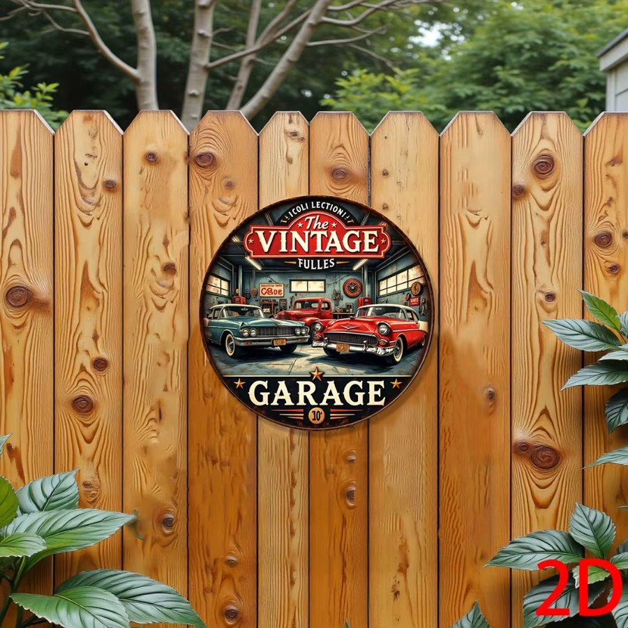 Rundes Wandschild aus Aluminium von HELLOYOUNG im Vintage-Retro-Garage-Stil, mehrfarbiges Metallschild mit klassischem Design, Durchmesser: 20 cm - Bild 4