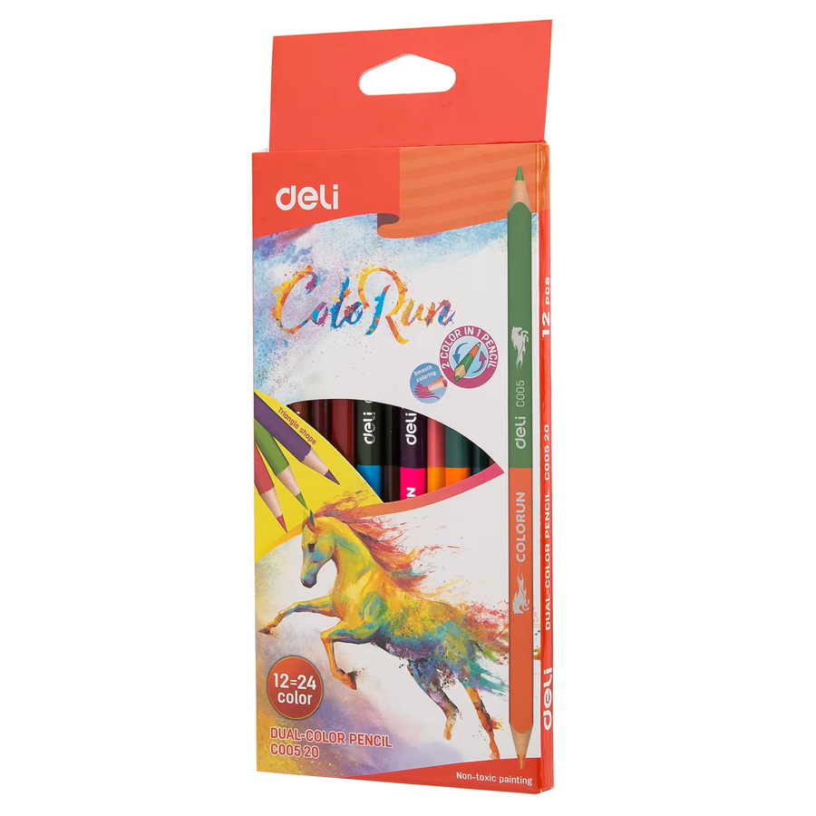 DELI Buntstifte mit zwei Spitzen für Kinder und Schüler, 24 Farben, Multicolour - Bild 4