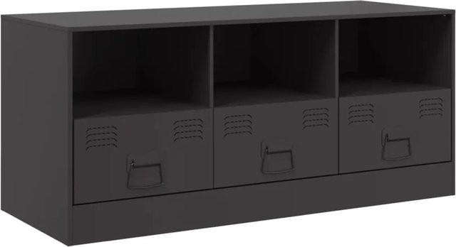 vidaXL TV-Schrank aus Metall in Schwarz im Industrial Design, B/T/H: 99 x 39 x 44 cm - Bild 1