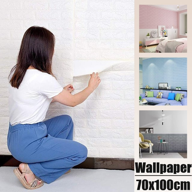 ctzsoop Selbstklebende 3D-Ziegelmuster Tapete aus Schaumstoff, wasserdichte Wandaufkleber für deine Heimdekoration, Breite: 70 cm, Länge: 10 m - Bild 1