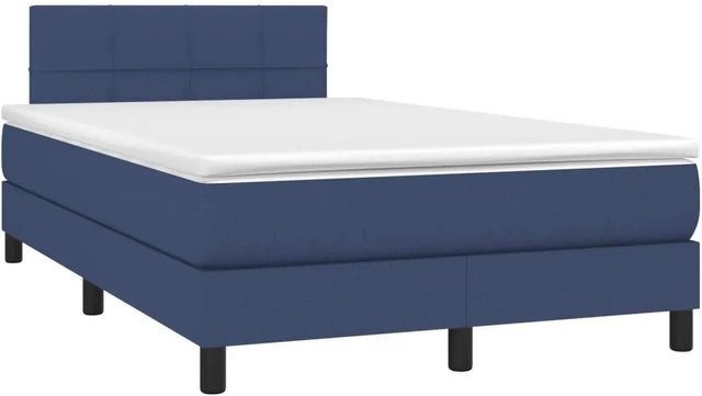 vidaXL Boxspringbett mit Matratze und LED-Beleuchtung in Blau, Hybrid-Bett mit USB-Ladeanschluss und Taschenfederkern, B/T: 120 x 190 cm - Bild 1
