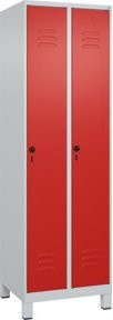 C+P Spind Classic PLUS Garderobenschrank mit 2 Abteilen, Farbe Lichtgrau und Verkehrsrot, H x B x T: 195 x 60 x 50 cm - Bild 1