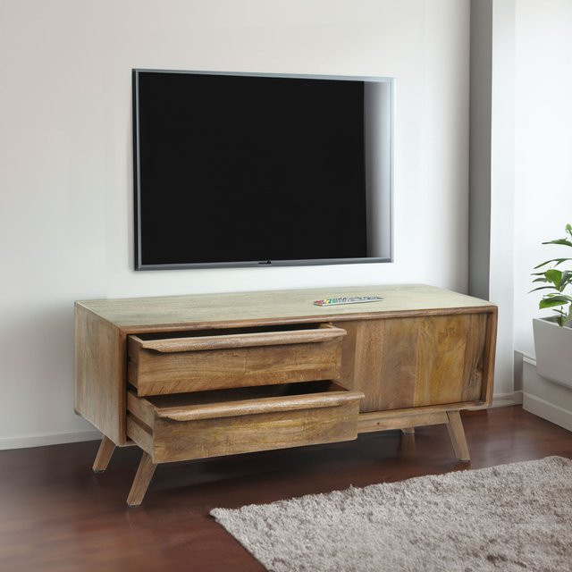 MCW Fernsehtisch Lowboard Kommode aus Massiv-Holz Mango in Braun, B/T/H: 110 x 46 x 35 cm - Bild 1