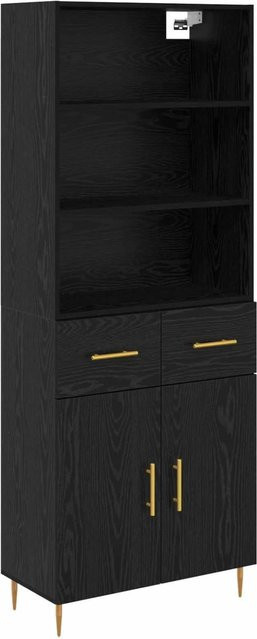 vidaXL Highboard in Eiche Schwarz mit Schranktüren und Regalböden, B/T/H: 69,5 x 34 x 180 cm - Bild 1