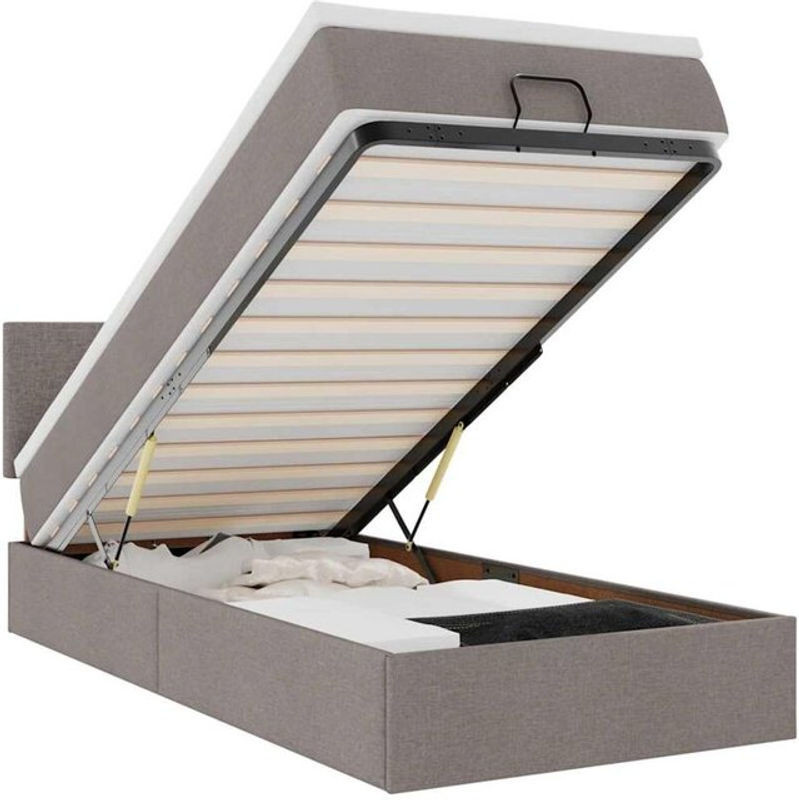 vidaxl Ottoman Polsterbett mit Matratze aus Stoff in Taupe, B/T/H: 80 x 200 x 88 cm - Bild 1