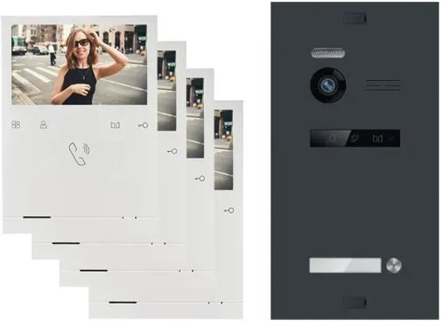 Balter Evo Quick Video Türsprechanlage für 1 Familienhaus mit 4x 4,3 Zoll Monitoren in Anthrazitgrau (2-Draht Bus) - Bild 1