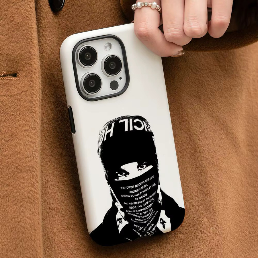 E-EsDeeKid Rebel Handyhülle für iPhone 17 16 15 14 13 12 Pro Max Plus, glänzende HD-Doppelschicht-Flüssigkeitshartschale in Weiß - Bild 3