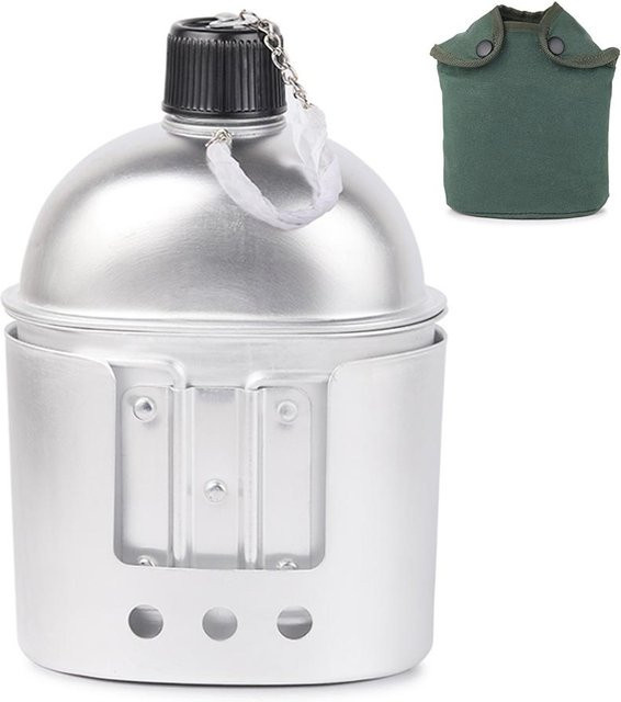 3-teiliges Fishine Kochgeschirr-Set aus Aluminium in Silber mit Abdeckung für Militär-Kantinenbecher und Holzofen - Bild 1