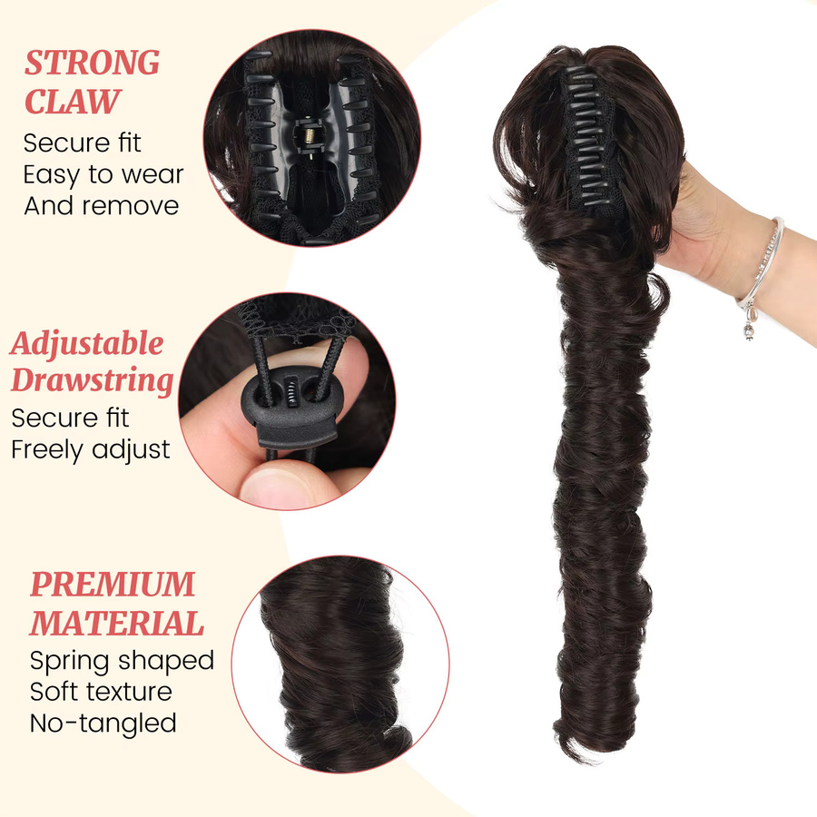 JIAMEISI Synthetische Pferdeschwanz-Extensions, 16 Zoll, Lockig, Damen - Bild 3