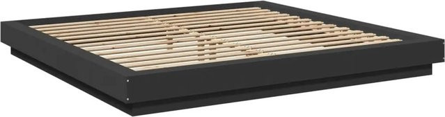 vidaXL Bettgestell mit LED-Unterbettbeleuchtung und USB-Ladeport in Schwarz aus Holzwerkstoff, B/T/H: 180 x 200 x 23 cm - Bild 1