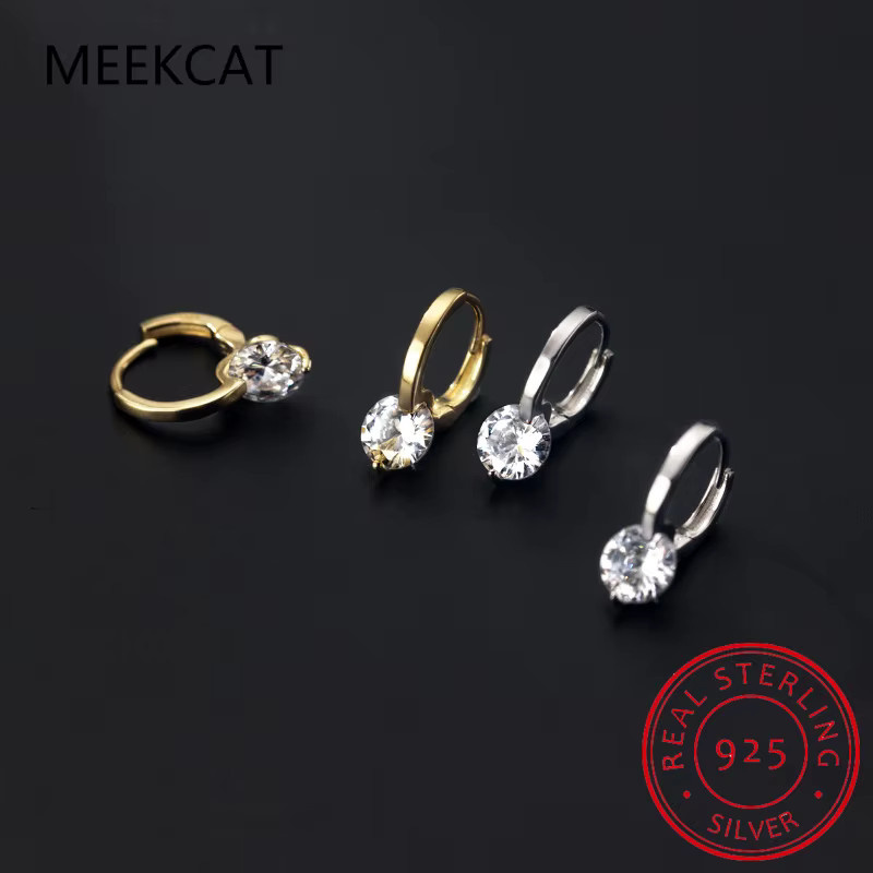 MEEKCAT Creolen Tropfen Ohrringe, 925 Silber, Moissanit, Damen - Bild 2