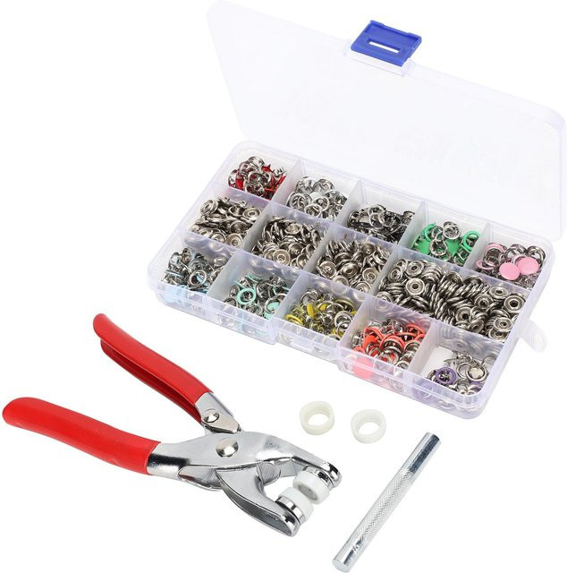 GoolRC 804-teiliges Druckknopf-Set aus Messing in Multicolor zum Nähen mit Stanzmaschine und Handpresszange, 9,5 mm - Bild 1