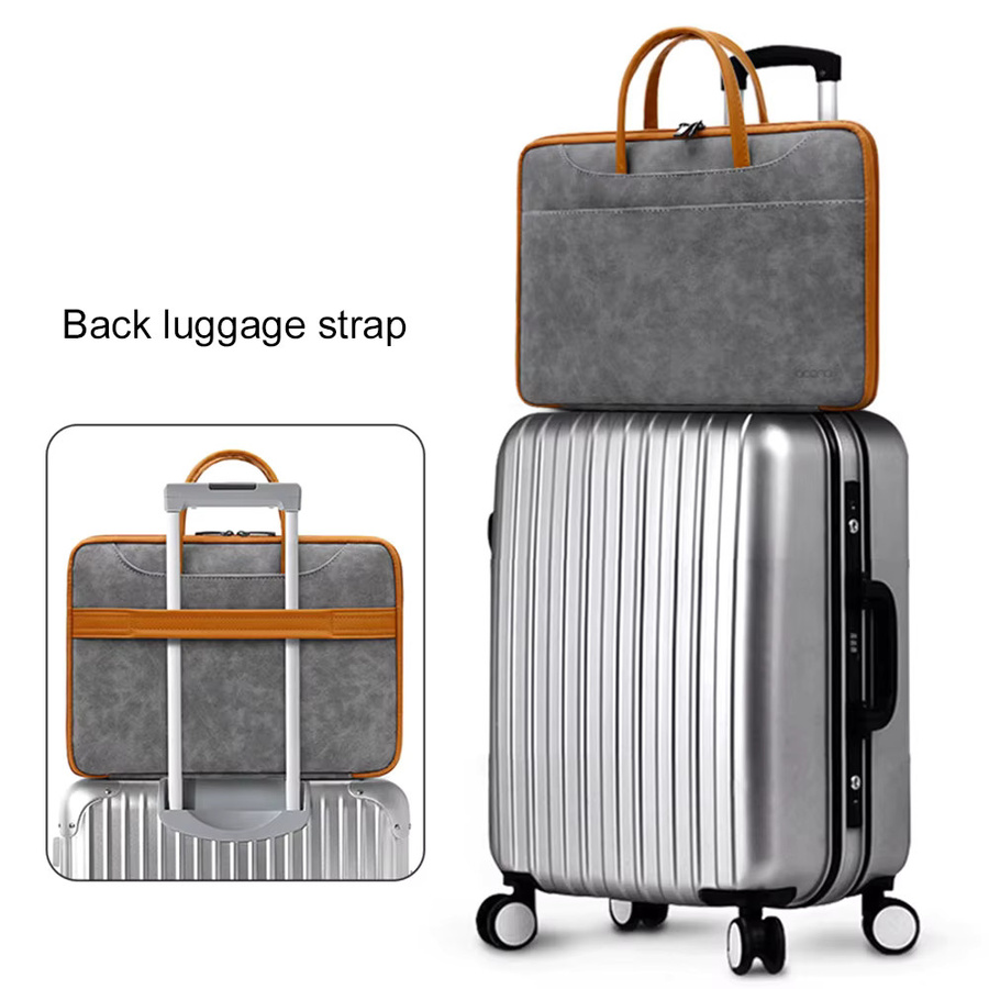 Acoki Laptoptasche aus Leder für 13,3 und 14 Zoll, Schutzhülle für MacBook Air 13 M1/M2, MacBook Pro 13/14 und Surface Laptop 3/4, Farbe: Grau - Bild 4