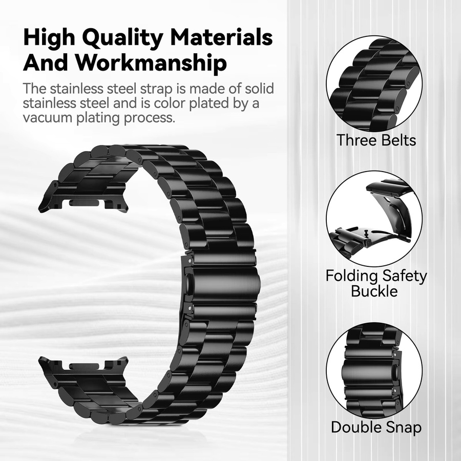 Uhrenarmband Edelstahl, Schwarz, Samsung Galaxy Watch 8 40 mm 44 mm, Unisex - Bild 4