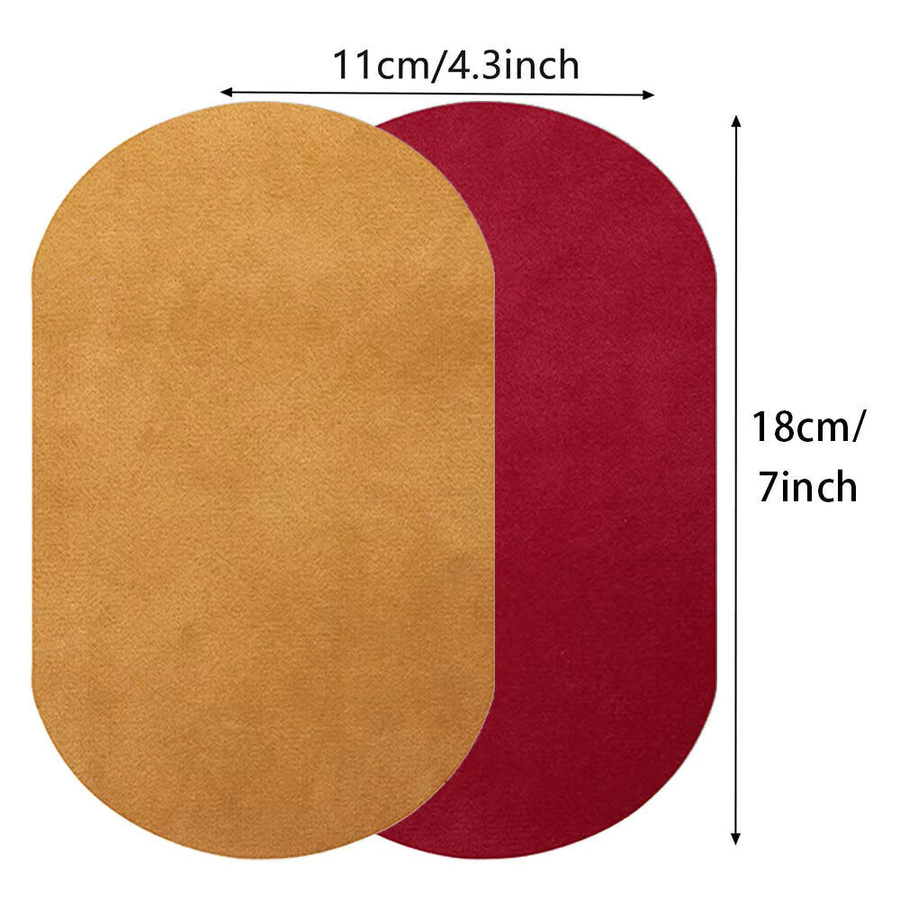 5 Stück Aufnäher zum Aufbügeln aus Wildlederimitat in Beige und Multicolour, ovale Reparaturflicken für Kleidung und Jeans - Bild 2