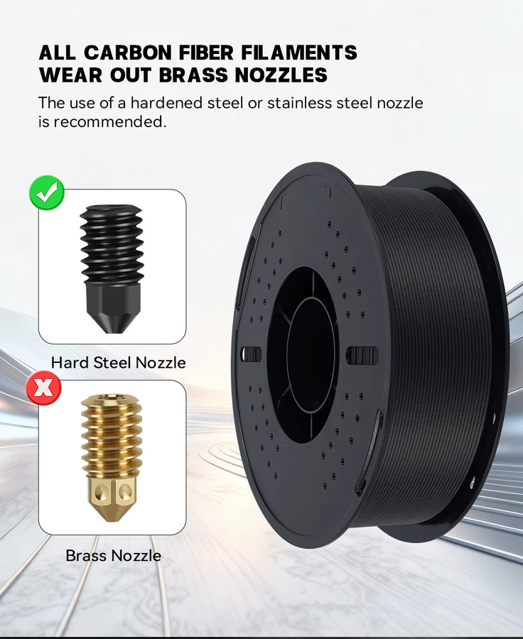 KINGROON Carbonfaser 3D-Filament für FDM-Drucker, Farbe: Schwarz, 1 kg - Bild 4