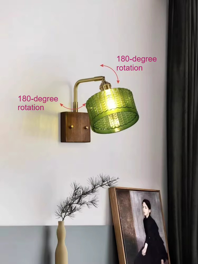 Lava Ball Wandleuchte aus grünem Glas und Kupfer mit E27 Fassung für dein Schlafzimmer oder Loft - Bild 2