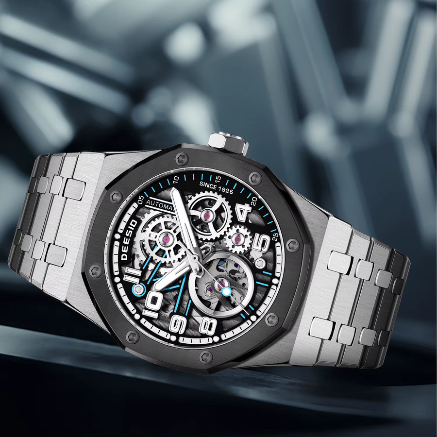 Deesio Armbanduhr Automatik, Edelstahl, Saphirglas, Blau, Herren - Bild 2