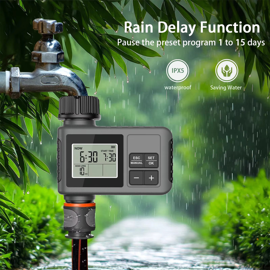 Insoma Automatischer Bewässerungstimer mit LCD-Display und IPX5 Wasserschutz für dein intelligentes Gartenbewässerungssystem - Bild 2