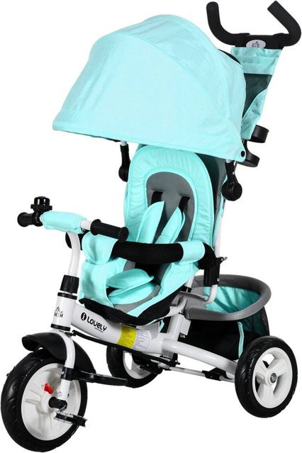 HOMCOM 6-in-1 Dreirad mit Schubstange, abnehmbarem Sonnendach, Grün - Bild 3