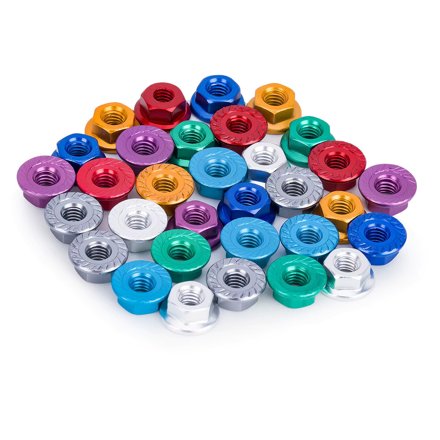 MALOM RC Aluminium M4 Flansch-Sicherungsmutter, farbig eloxiert, 4-8 Stück - Bild 3