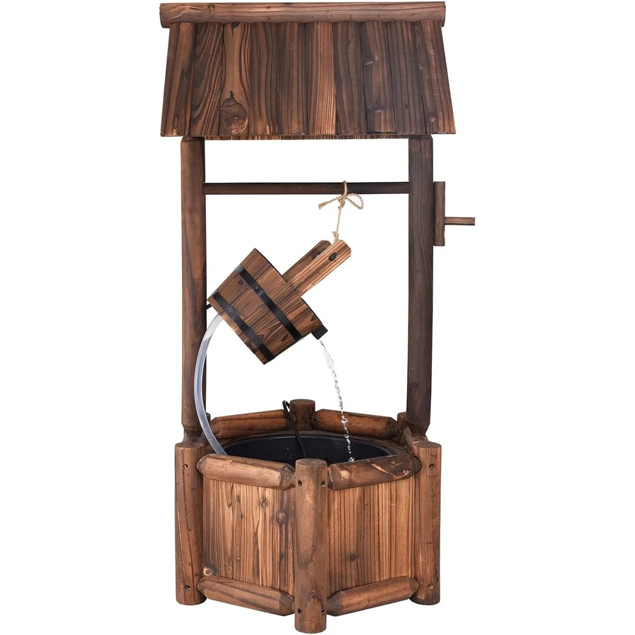 Costway Gartenbrunnen aus Tannenholz und Metall in Braun mit elektrischer Pumpe und Kaskadenfunktion im rustikalen Design, B/T/H: 51 x 51 x 117 cm - Bild 2