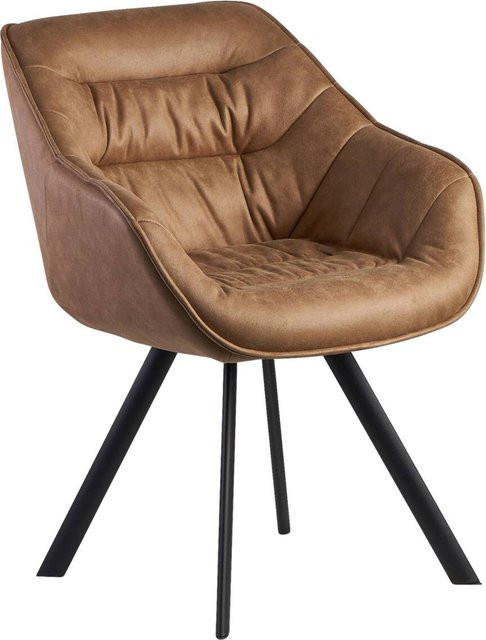 Wohnling Polsterstuhl aus Stoff mit Armlehnen in Braun, B/H/T: 60 x 85 x 64 cm - Bild 1