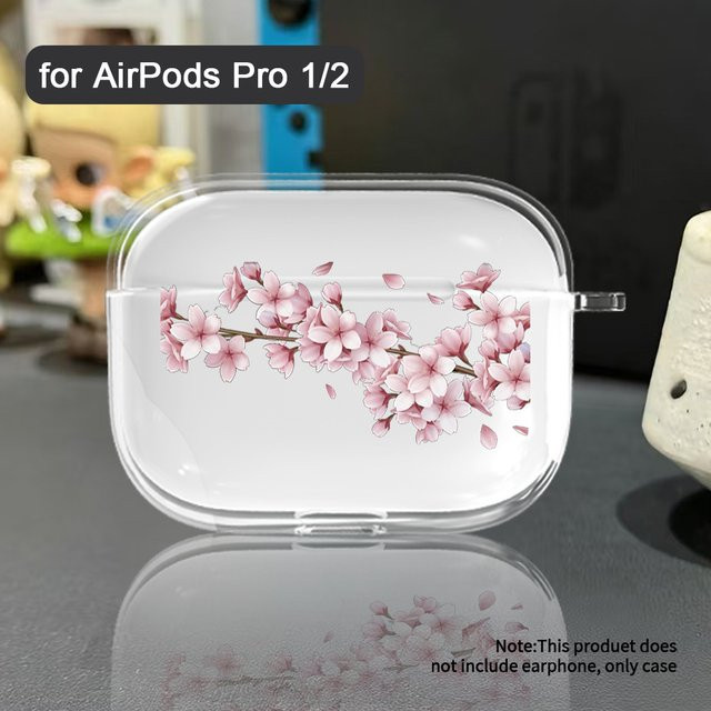 Transparente Sakura Schutzhülle aus TPU für Apple AirPods Pro 2. Generation und AirPods 1/2/3 - Bild 1