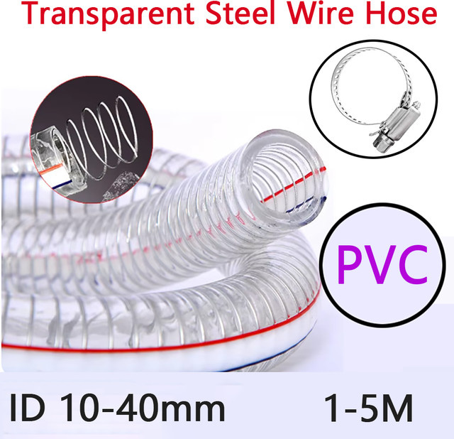 Flexibler PVC-Stahldrahtschlauch transparent mit ID 10-40 mm - Bild 1