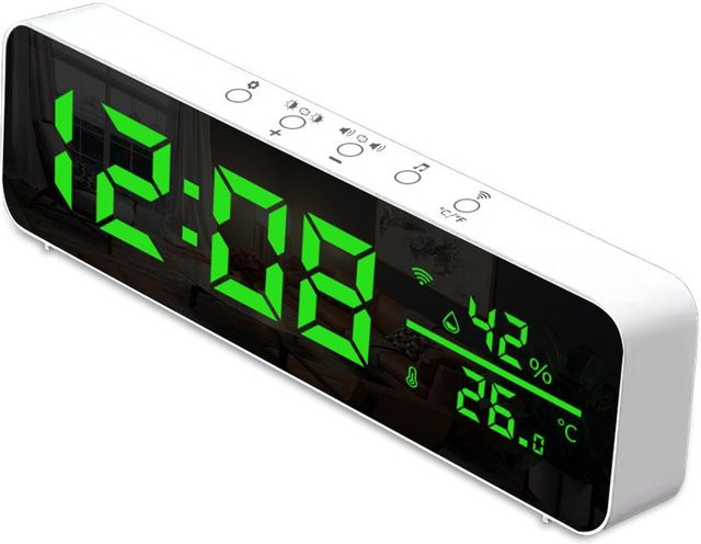 Tooarts WiFi Digitaluhr mit LED Zeitanzeige, Temperatur- und Feuchtigkeitssensor sowie APP-Steuerung, weiß - Bild 1