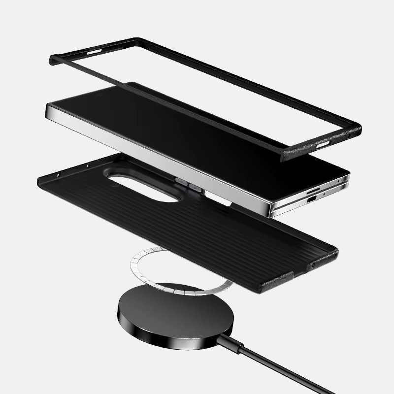 Magsafe Magnetische Schutzhülle aus Carbon Fiber für Samsung Galaxy Z Fold 7, Z Fold 6 und Z Fold 5 in Schwarz oder Lila - Bild 2