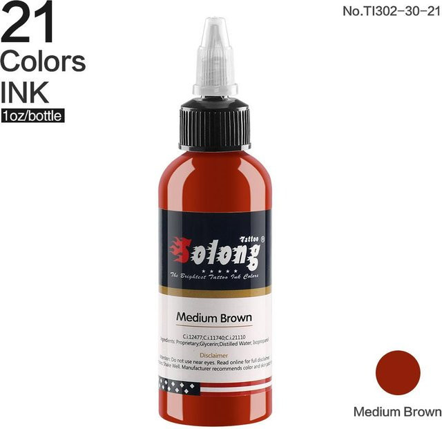 Solong Tattoo LLC Tattoo-Tinte, Medium Brown, 30 ml - Bild 1