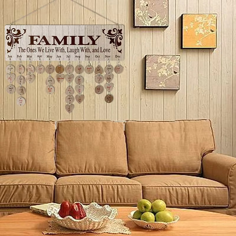 DIY Holz-Geburtstagsplaner als Countdown-Kalender und Wandbehang zur Dekoration, Rechteckig, B/H: 40 x 40 cm - Bild 2