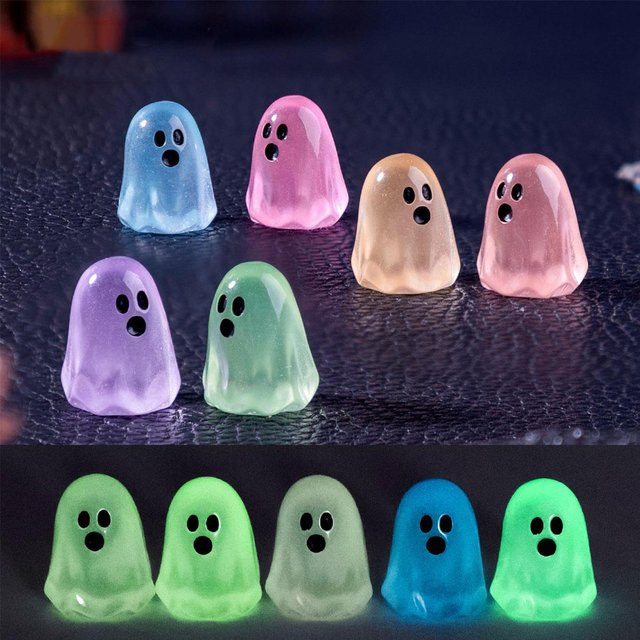 Yiran Toy Halloween Mini-Geister Leuchten im Dunkeln aus Harz, Mehrfarbig, 10 Stück - Bild 1
