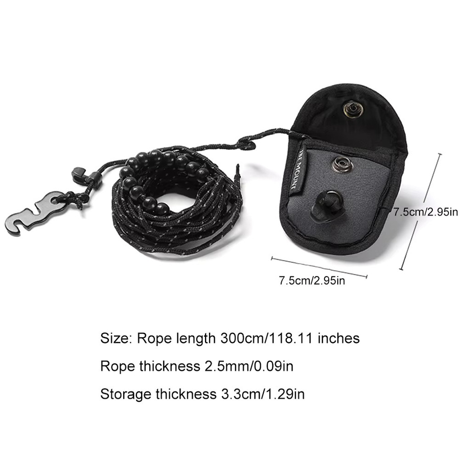 3M Camping-Wäscheleine in Schwarz mit 12 Clips, verstellbare Reise-Wäscheleine für Hotel und Kreuzfahrt - Bild 2