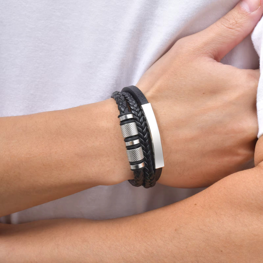 mprainbow Lederarmband, schwarz, Herren - Bild 1