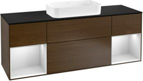 V&B Finion Waschtischunterschrank mit Abdeckplatte in Weiß und Walnussfurnier, B/T/H: 160 x 50,1 x 60 cm - Bild 1